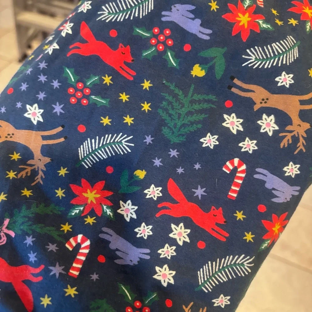 Hanna Andersson Navy Holiday Reindeer Christmas Theme Girls Dress Size 10